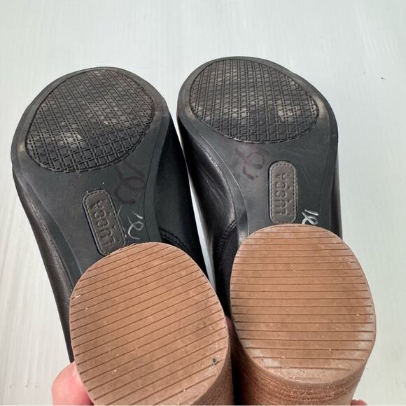 Luca Lane Hilaire leather upper stacked heel peep toe slipon shoes black size 10 - Picture 10 of 12